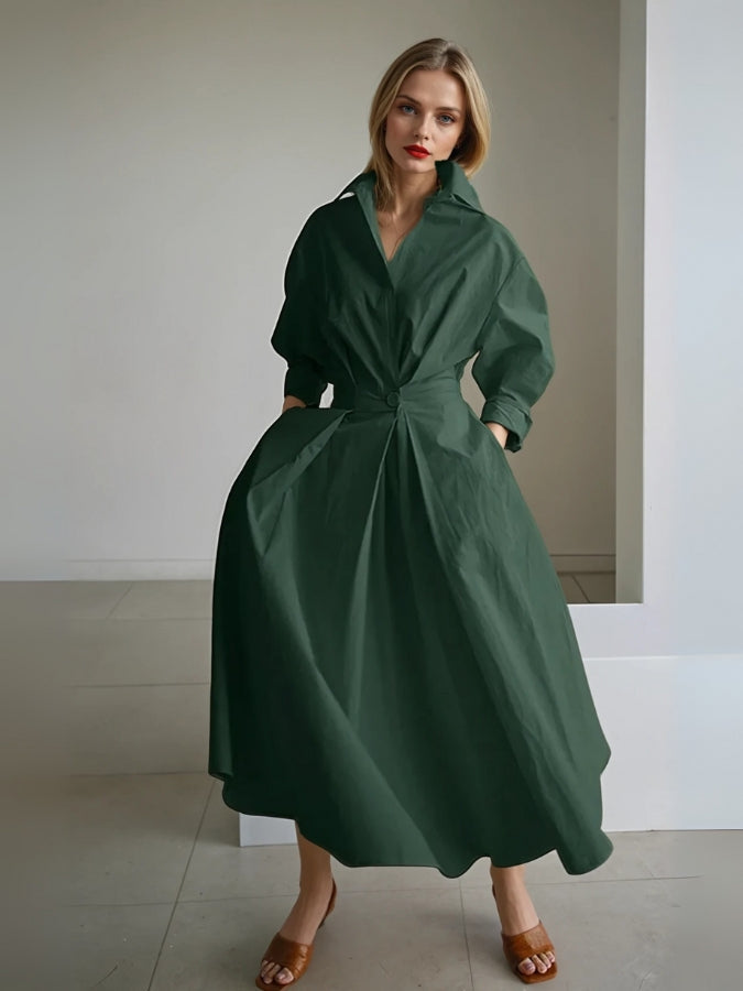 Maxikleid Damen | Elegant mit Plissee & Puffärmeln