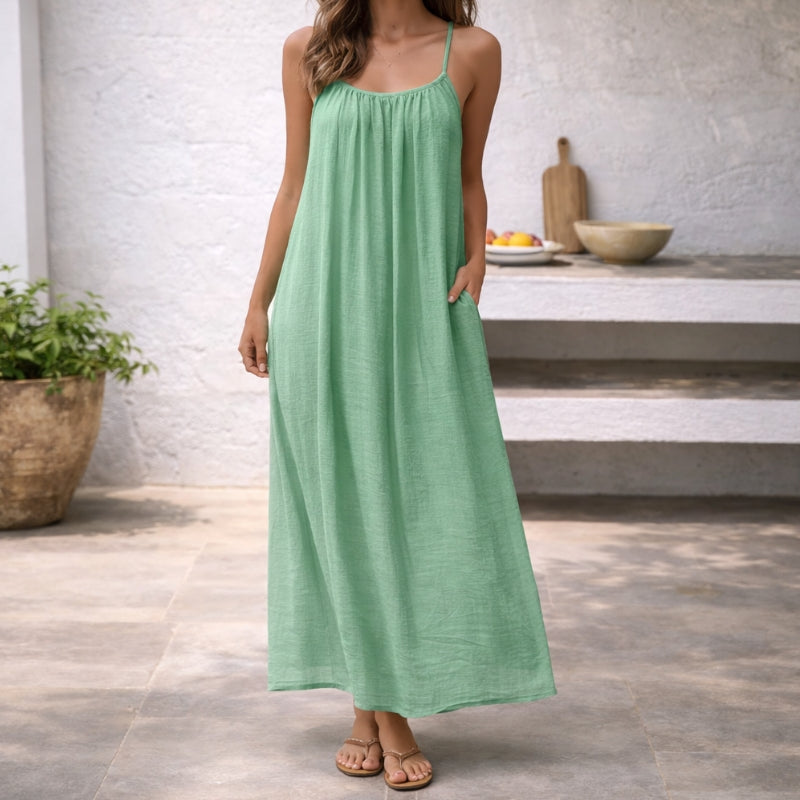 Maxikleid mit Spaghettiträgern für Damen – Luftiges Sommerkleid mit Offenem Rücken & Lockerer Passform 3