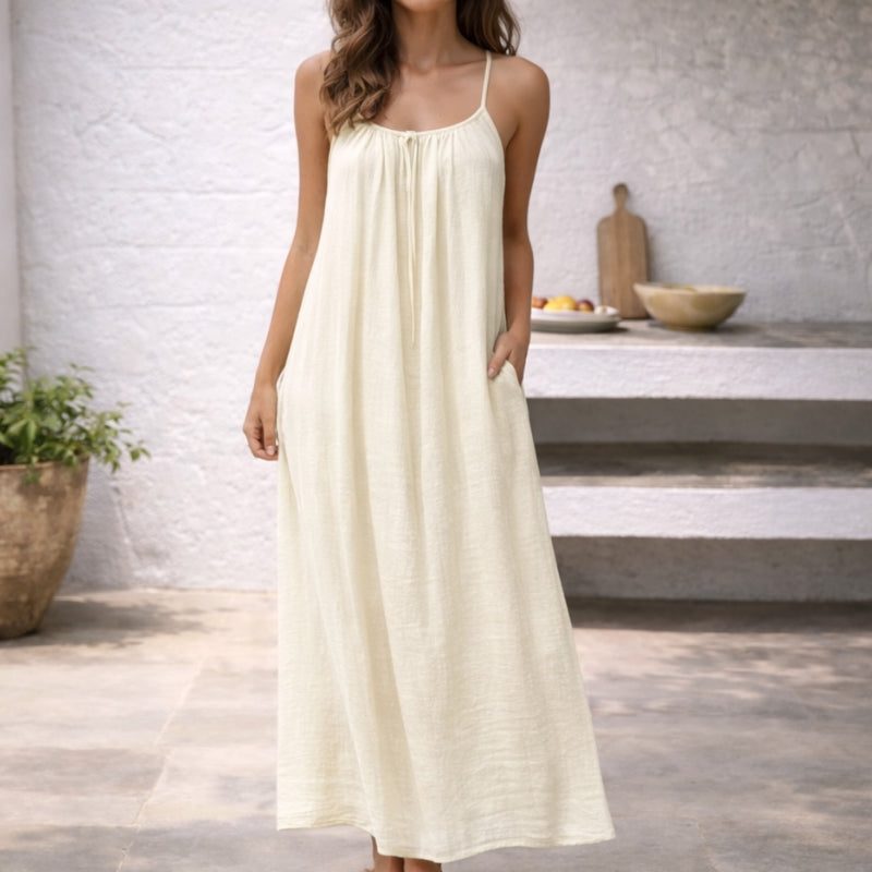 Maxikleid mit Spaghettiträgern für Damen – Luftiges Sommerkleid mit Offenem Rücken & Lockerer Passform 5