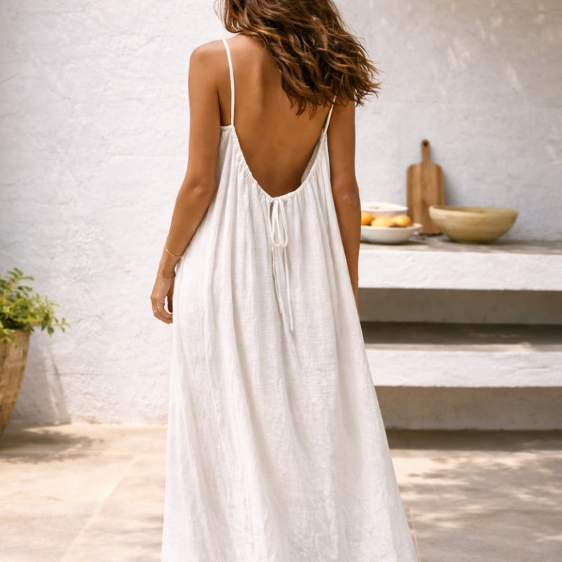 Maxikleid mit Spaghettiträgern für Damen – Luftiges Sommerkleid mit Offenem Rücken & Lockerer Passform 8