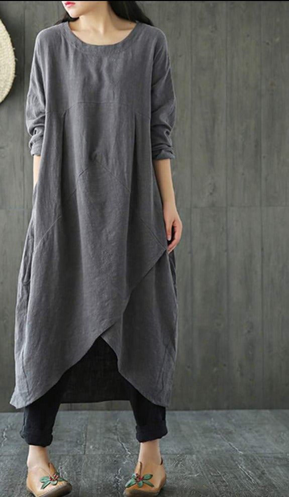 Midikleid Damen | Langarm & Ausgefallener Schnitt