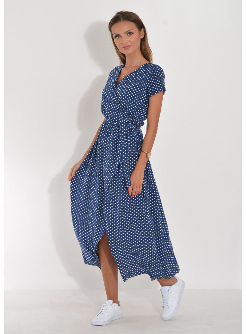 Midikleid Damen | Verspielter Polka-Dot-Print & Feminine Wickeloptik