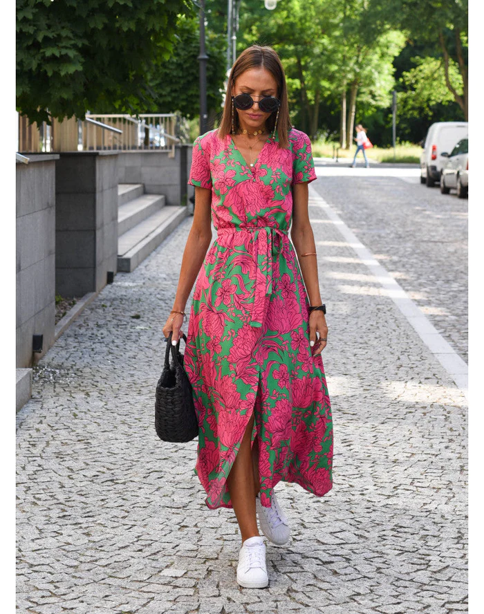 Midikleid Damen | Verspielter Polka-Dot-Print & Feminine Wickeloptik