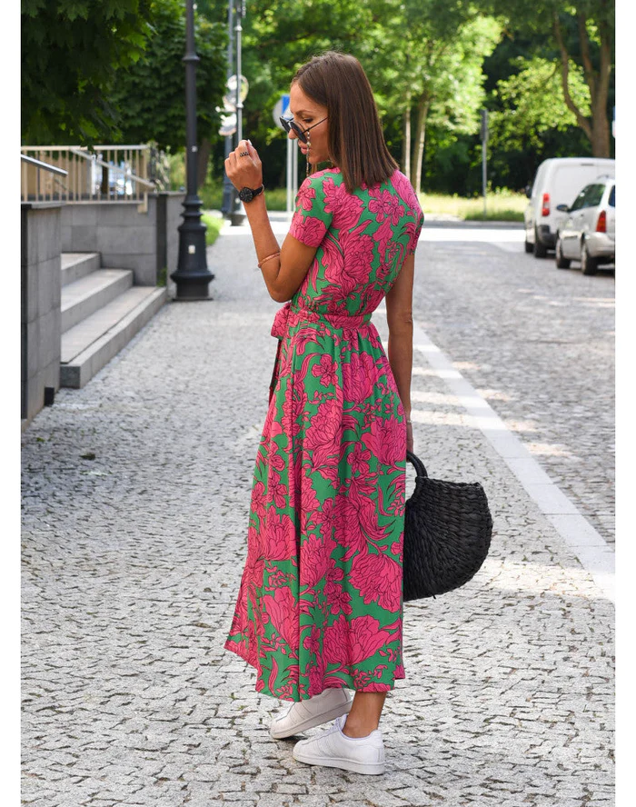 Midikleid Damen | Verspielter Polka-Dot-Print & Feminine Wickeloptik