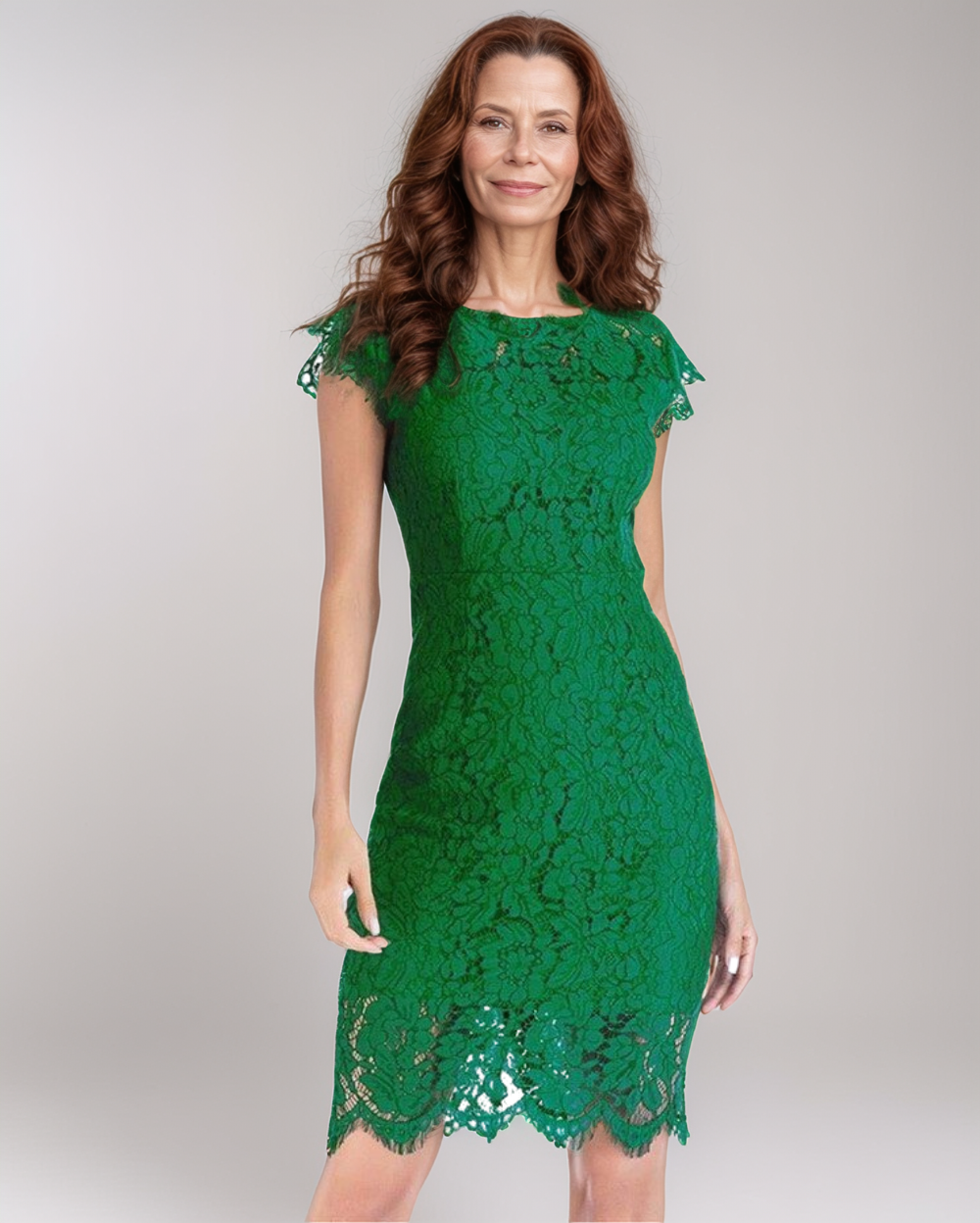Mini Kleid Damen | Florale Spitze & Flügelärmel