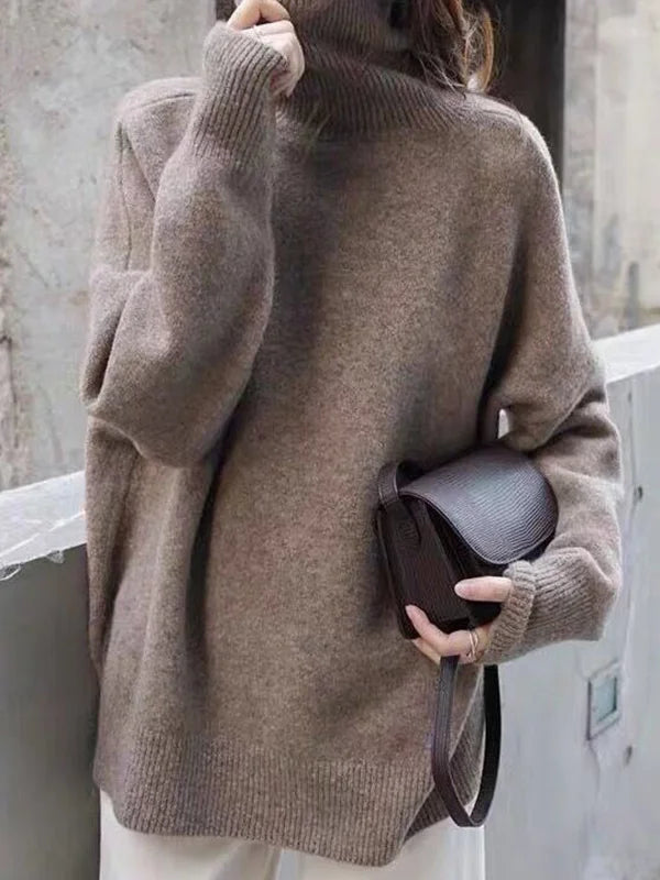 Modischer Oversized-Pullover mit langen Ärmeln und hohem Kragen