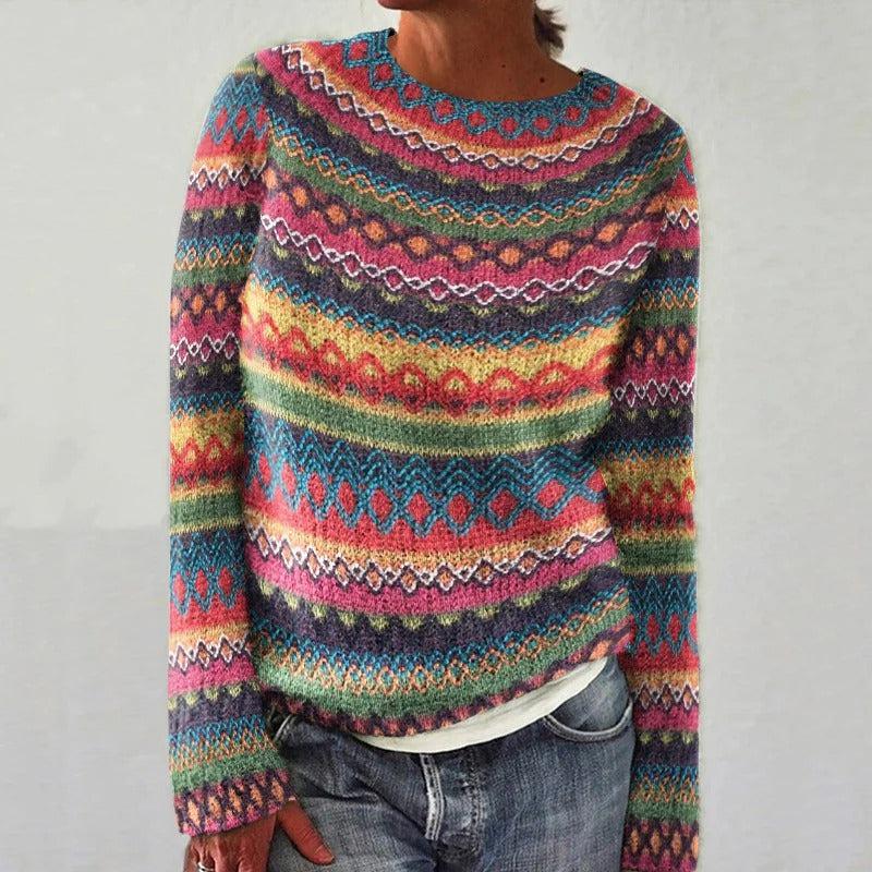 Modischer bedruckter Langarm-Pullover