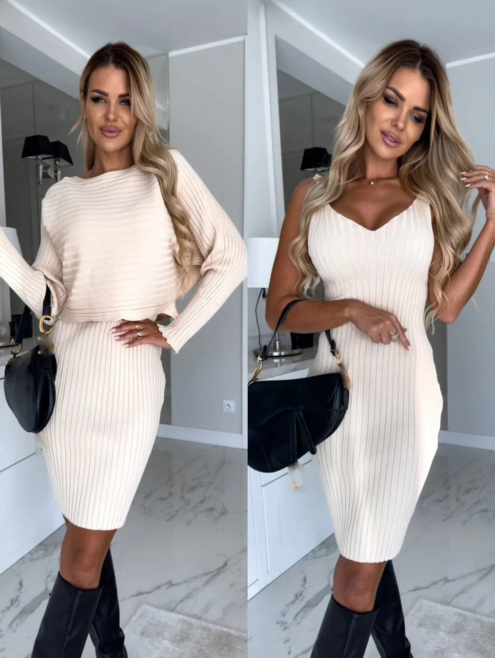 Modisches Damen-Strickpullover-Set