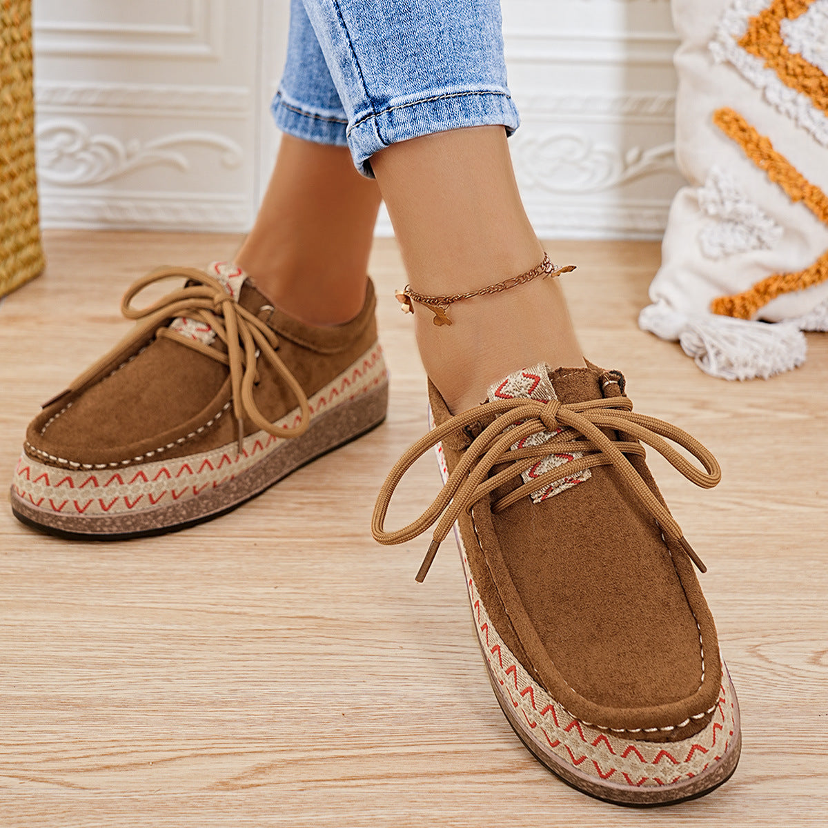 Mokassins Damen | Handgenähter Look & Bequemer Schnür-Sitz