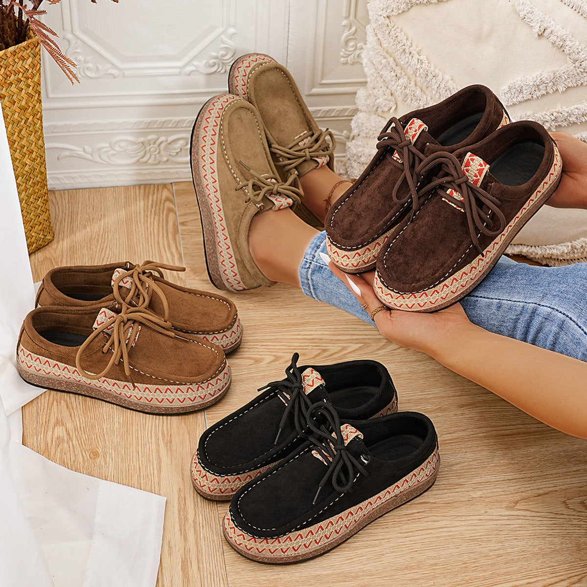 Mokassins Damen | Handgenähter Look & Bequemer Schnür-Sitz