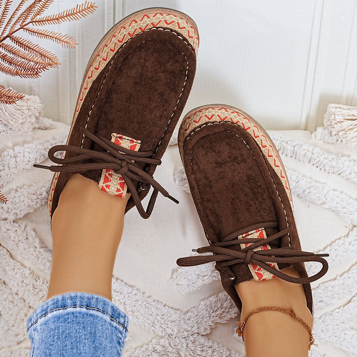 Mokassins Damen | Handgenähter Look & Bequemer Schnür-Sitz