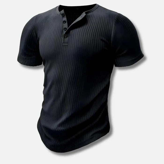 Muscle Fit T-Shirt Herren | Knopfleiste & Figurbetonter Sitz