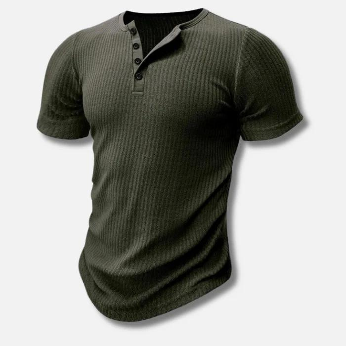 Muscle Fit T-Shirt Herren | Knopfleiste & Figurbetonter Sitz
