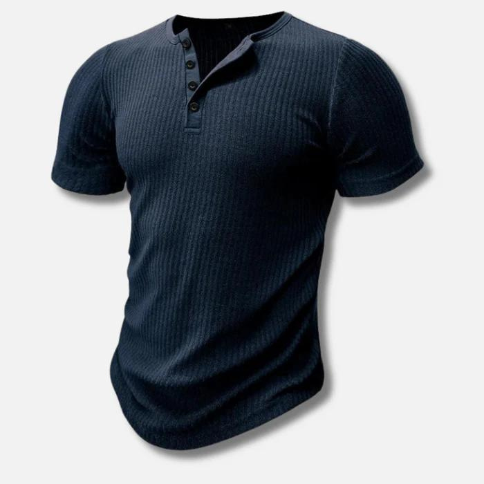 Muscle Fit T-Shirt Herren | Knopfleiste & Figurbetonter Sitz