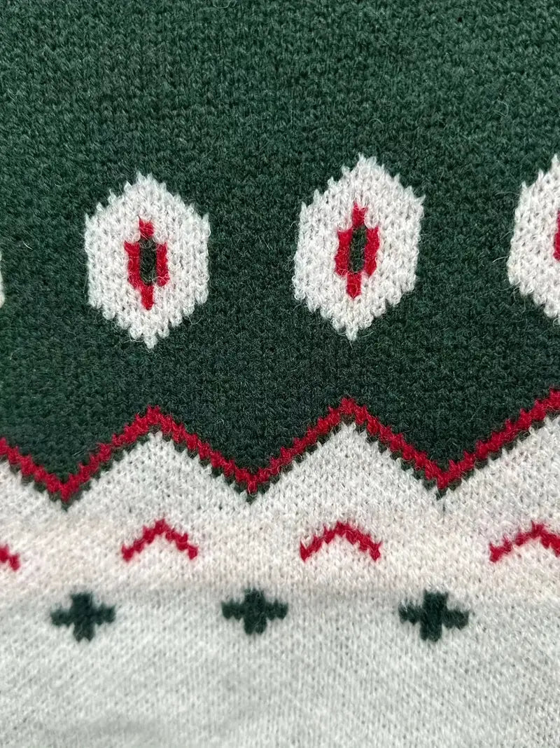 Nellie - Dunkelgrüner Geoprint-Pullover für Frauen