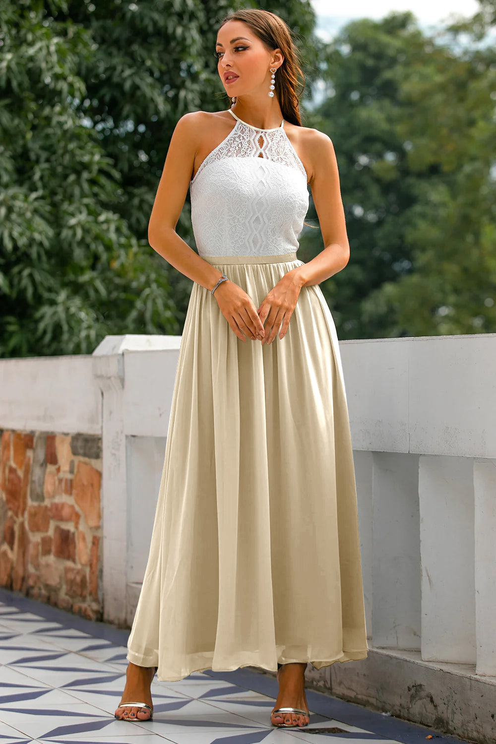 Nicole | Damen Halter Maxi Kleid für Hochzeitsgäste 7