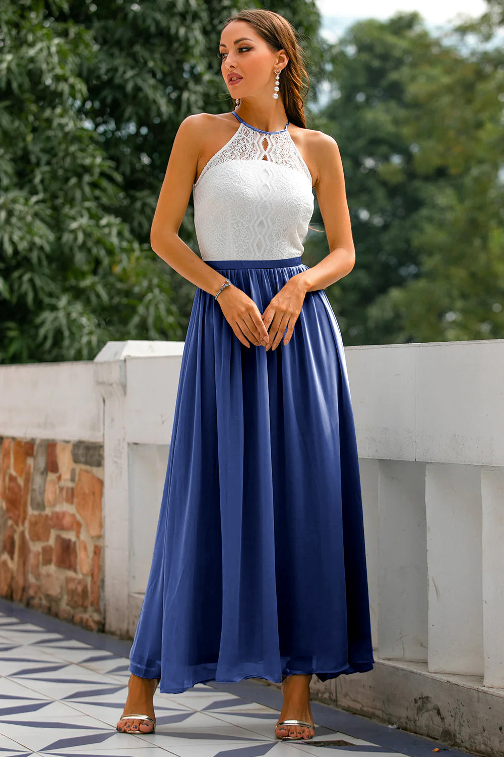 Nicole | Damen Halter Maxi Kleid für Hochzeitsgäste 8