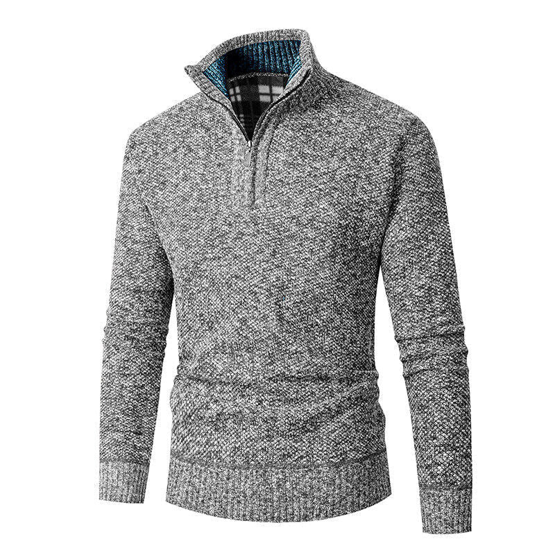 Strickpullover Herren | Halbzip mit Karo-Kragen 4