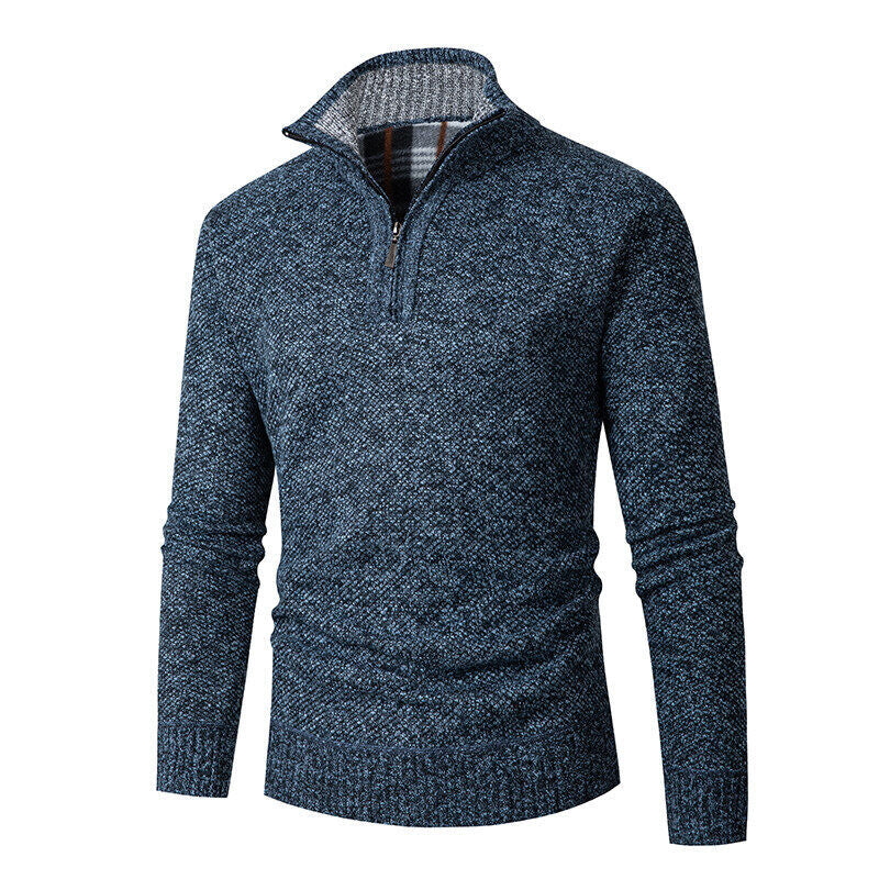 Strickpullover Herren | Halbzip mit Karo-Kragen 3