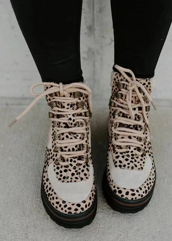 Schnürstiefel Damen | Auffälliges Leoparden-Muster 1