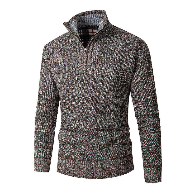 Strickpullover Herren | Halbzip mit Karo-Kragen 2