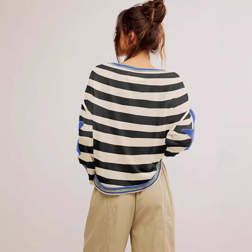 Sweatshirt Damen | Gestreiftes Design mit Sternen-Detail 5