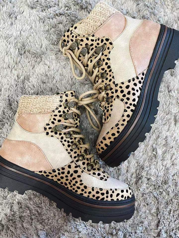 Schnürstiefel Damen | Auffälliges Leoparden-Muster 3