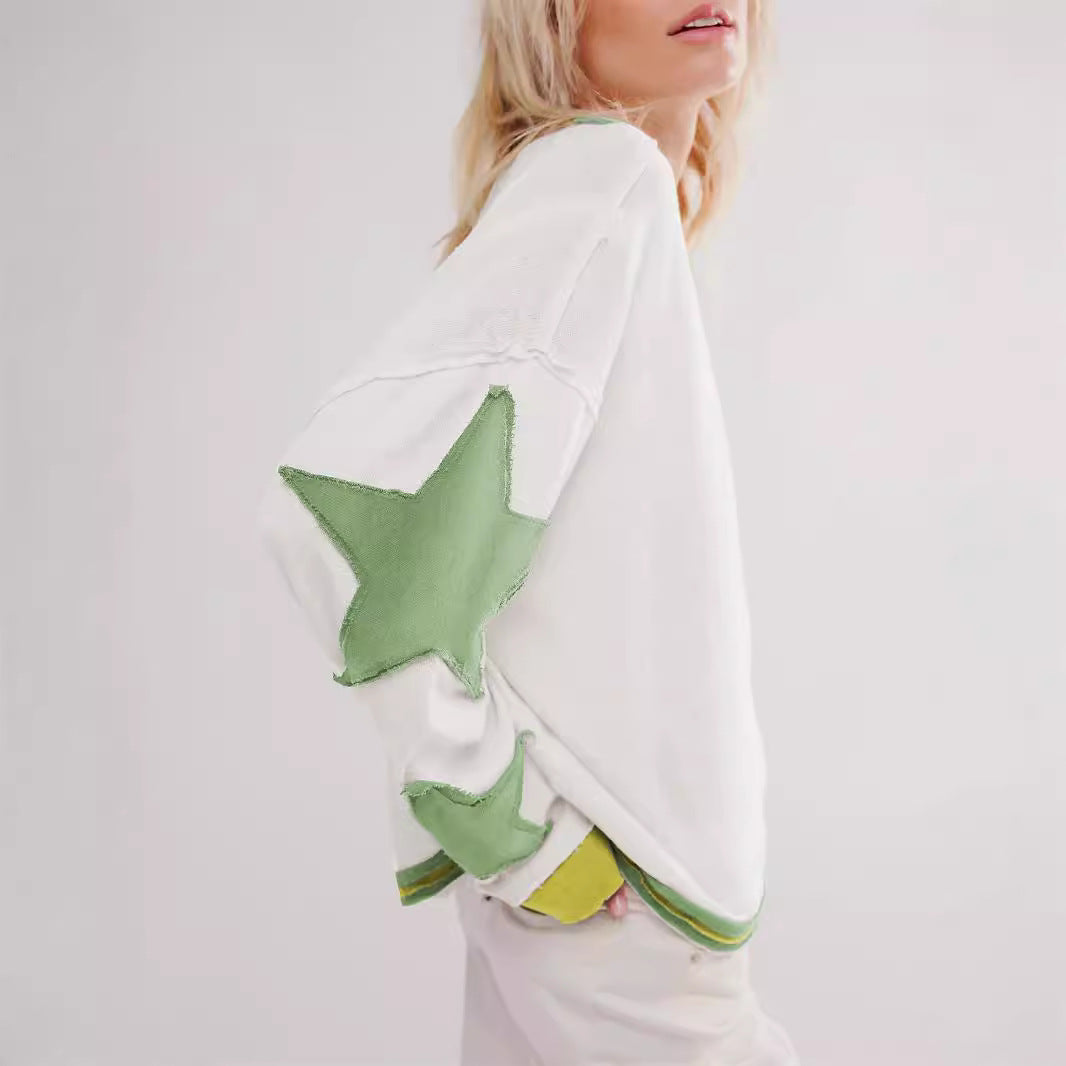 Sweatshirt Damen | Gestreiftes Design mit Sternen-Detail 4
