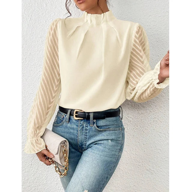 Oberteil Damen | Mesh-Ärmel & Elegant