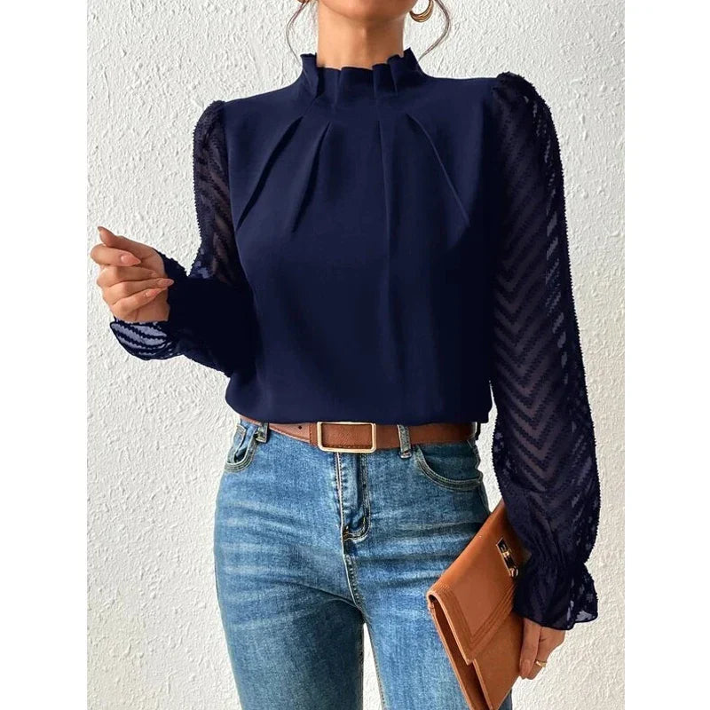 Oberteil Damen | Mesh-Ärmel & Elegant