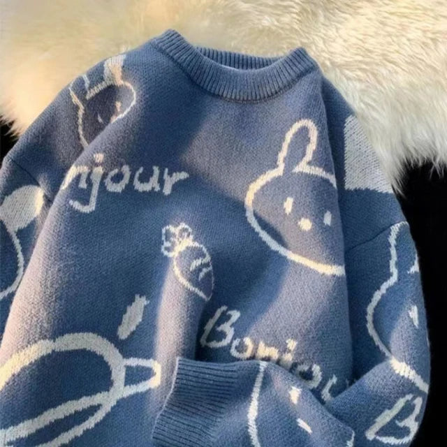 Odessa - Zopfmusterpullover mit pastellfarbenem Wolkenmotiv