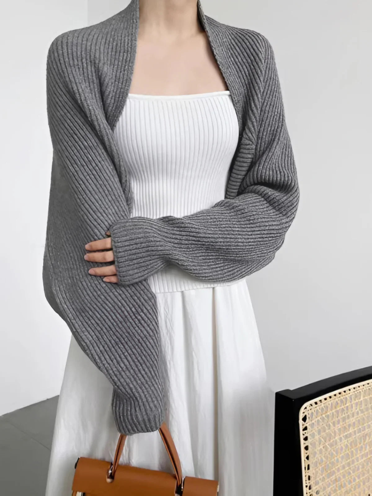 Olivia - Schicker und Bequemer Offener Shrug-Pullover
