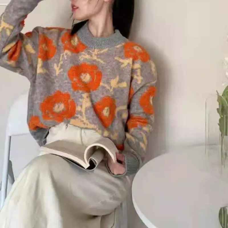 Ottilie - Pullover mit Blumenmuster