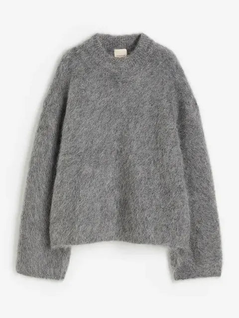 Paisley - Einfarbig Runder Kragen Lässig Lose Pullover