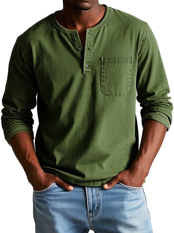 Philipp | Herren Lässiges Langarm-Henleyshirt 1