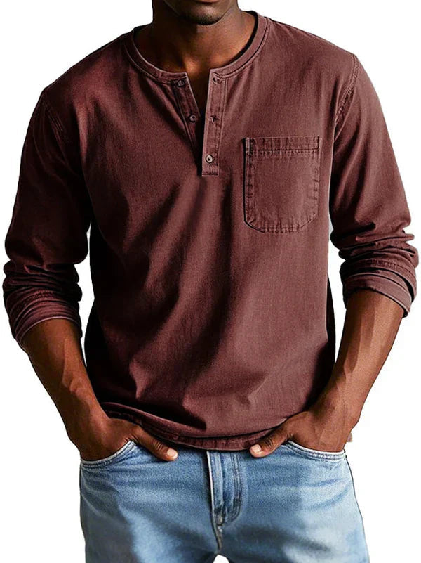 Philipp | Herren Lässiges Langarm-Henleyshirt 8