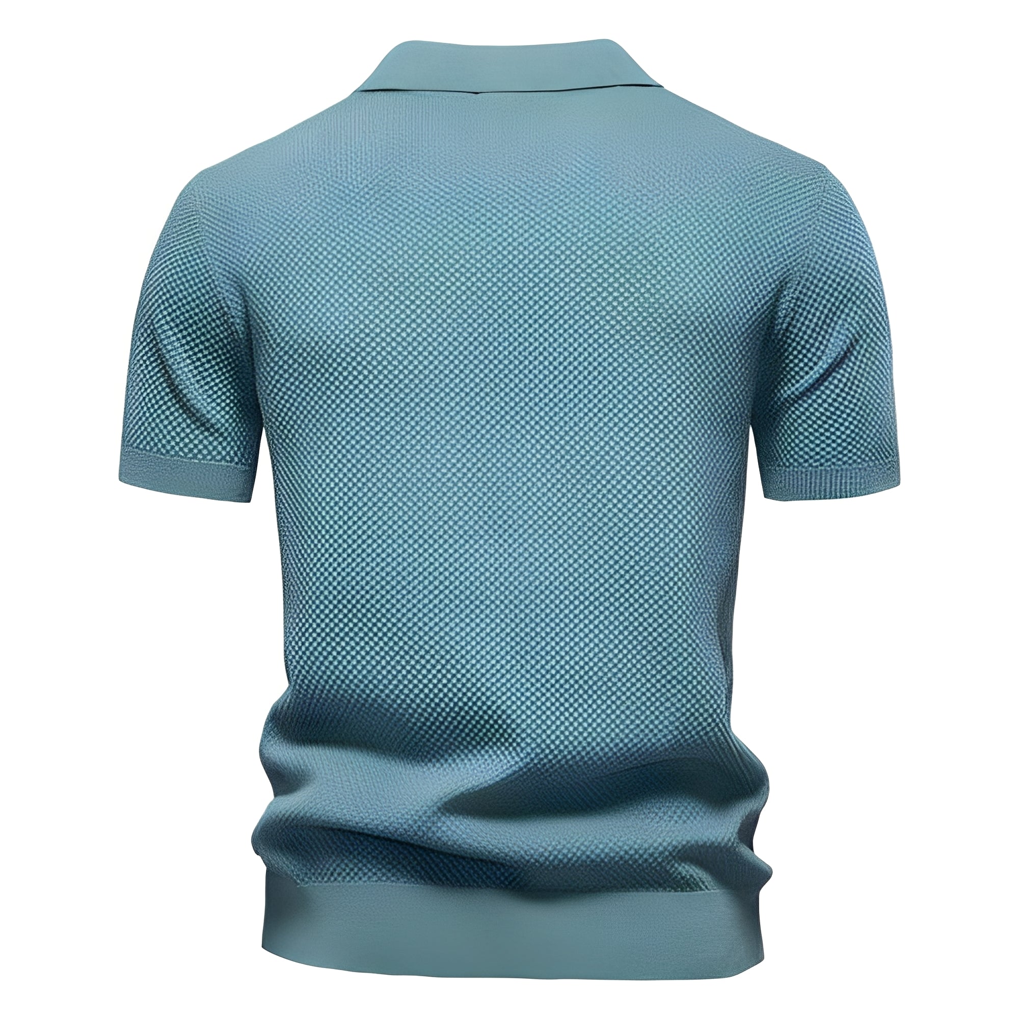 Polo Herren | Kurzarm Strickpolo mit V-Ausschnitt & Struktur-Muster