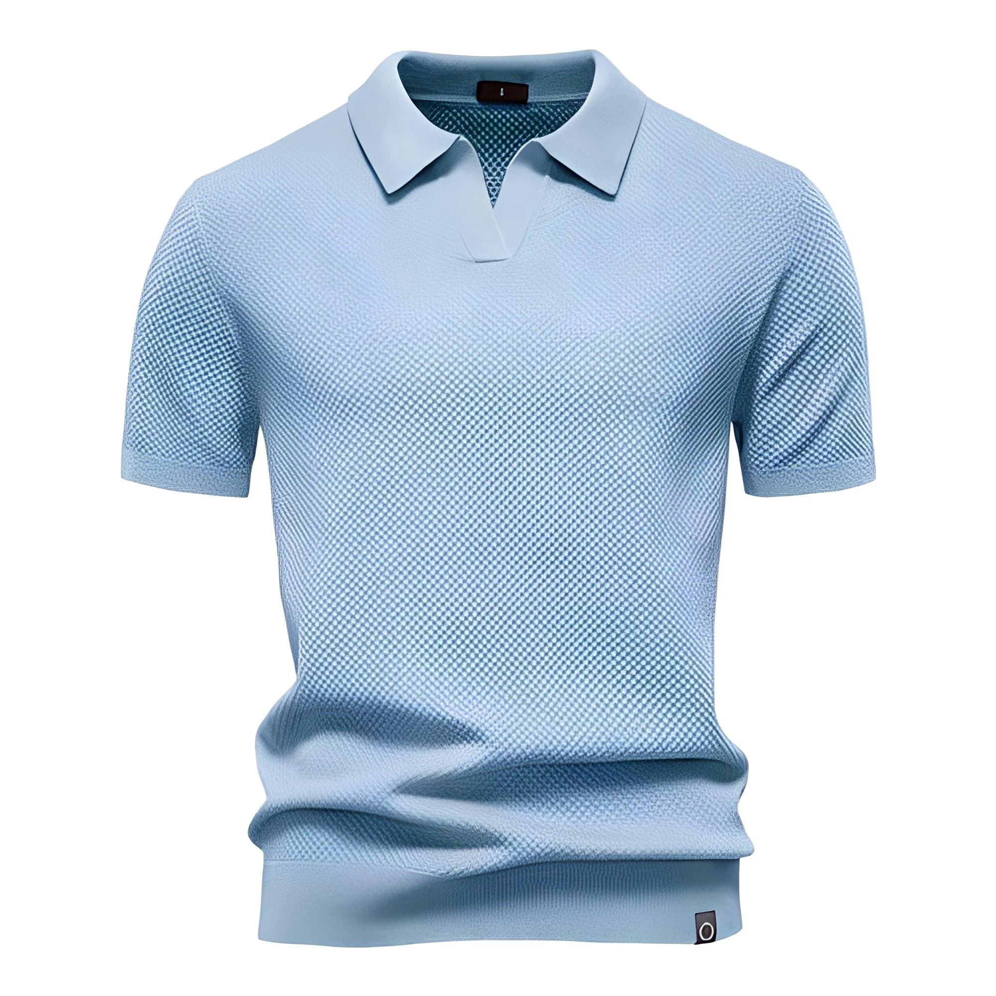 Polo Herren | Kurzarm Strickpolo mit V-Ausschnitt & Struktur-Muster