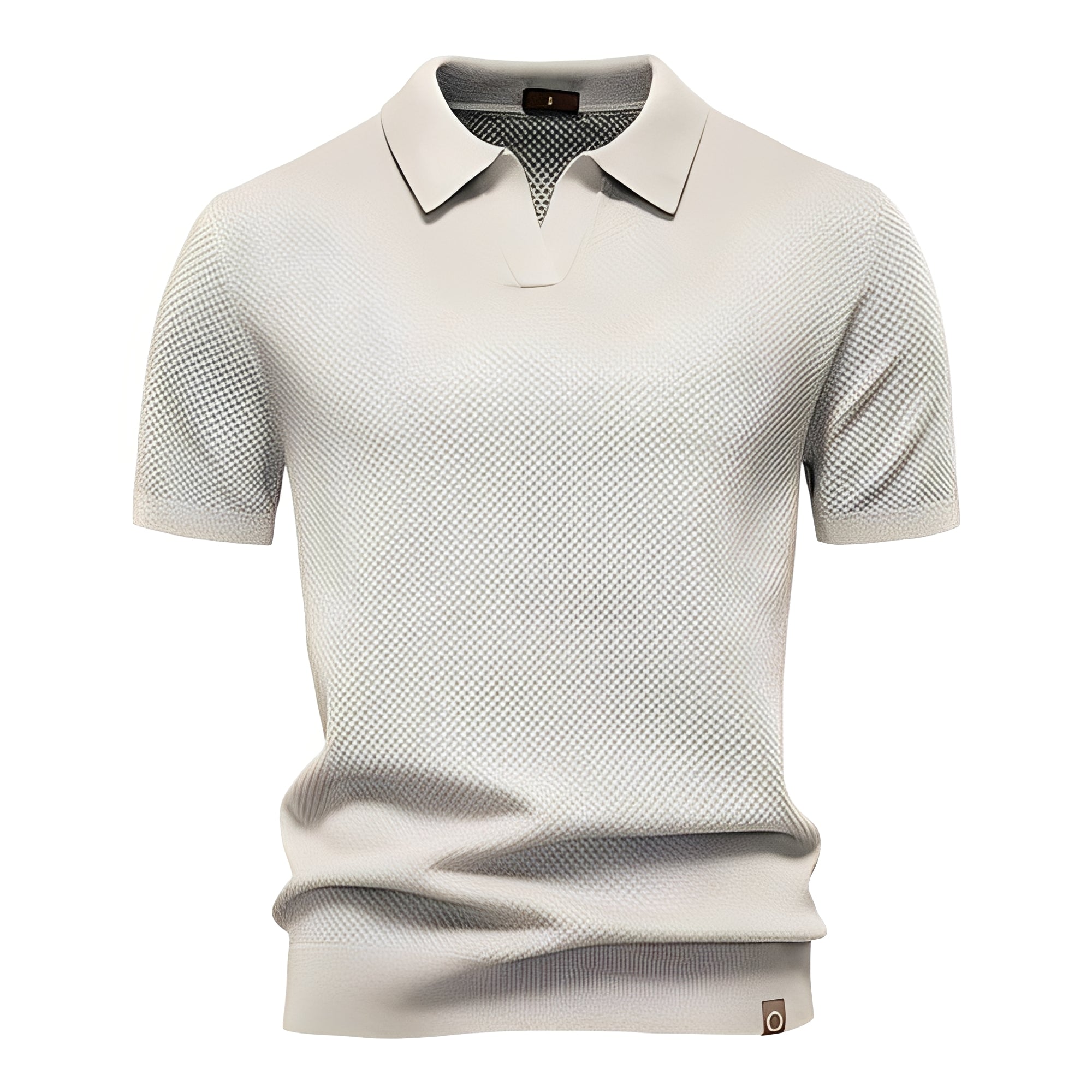 Polo Herren | Kurzarm Strickpolo mit V-Ausschnitt & Struktur-Muster