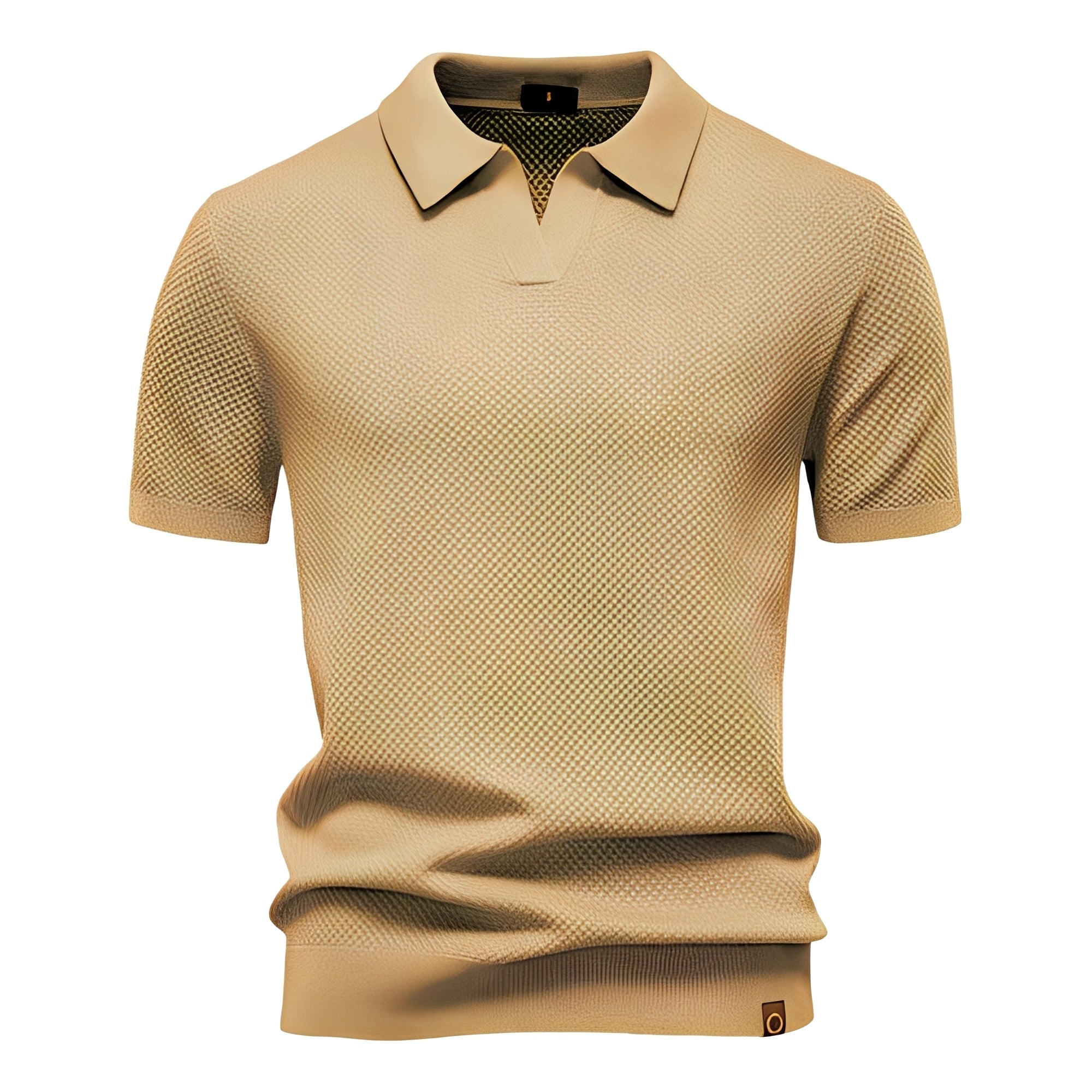 Polo Herren | Kurzarm Strickpolo mit V-Ausschnitt & Struktur-Muster