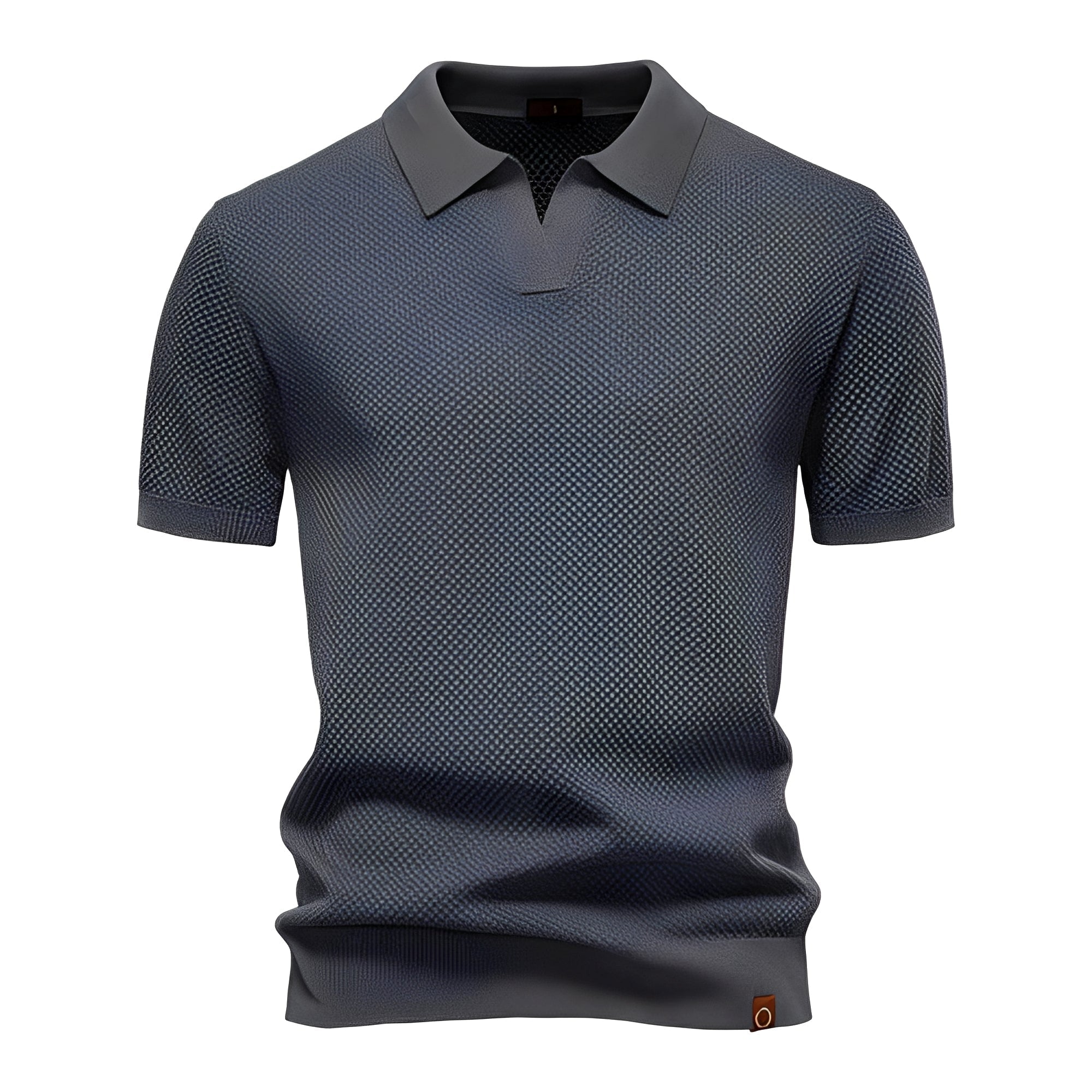 Polo Herren | Kurzarm Strickpolo mit V-Ausschnitt & Struktur-Muster