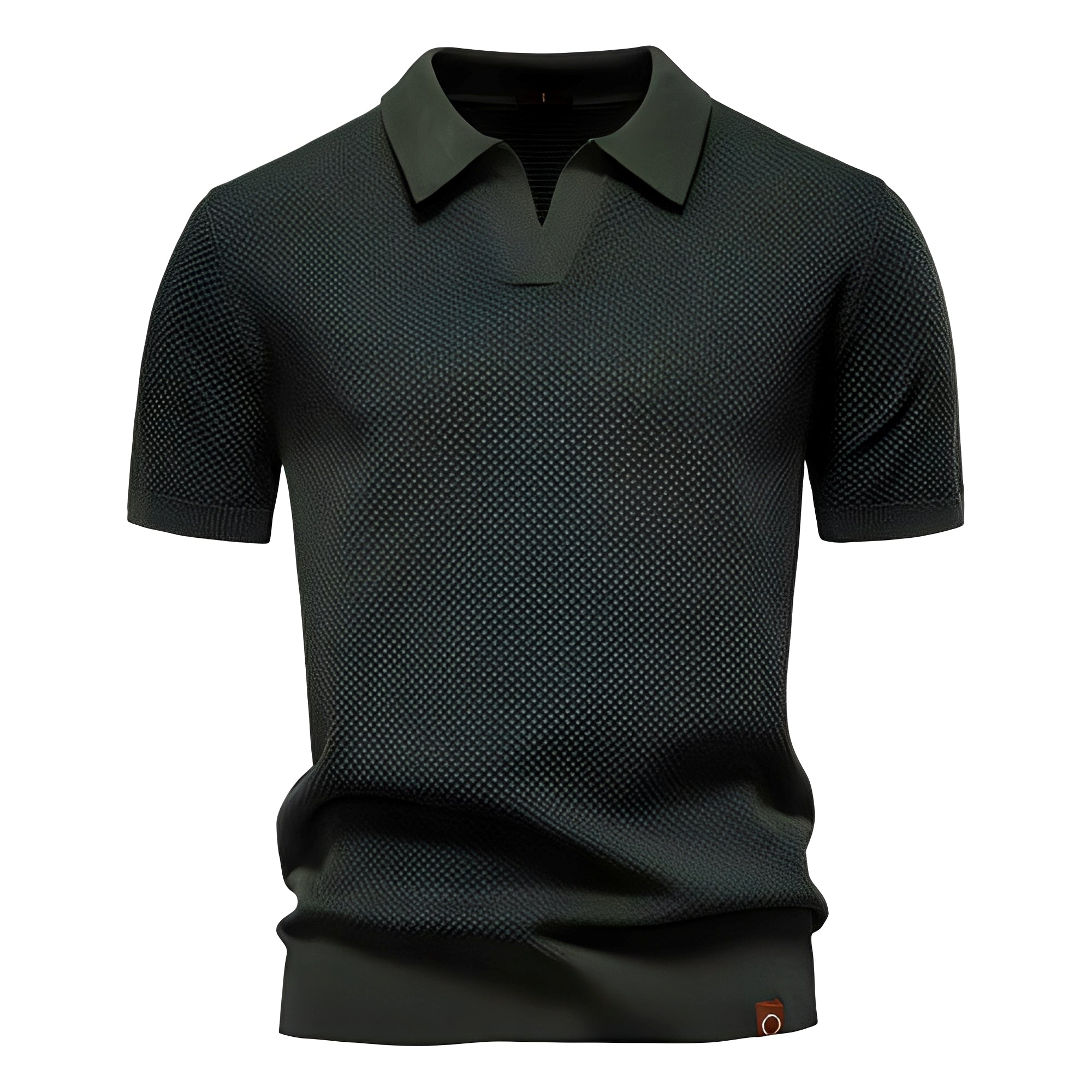 Polo Herren | Kurzarm Strickpolo mit V-Ausschnitt & Struktur-Muster