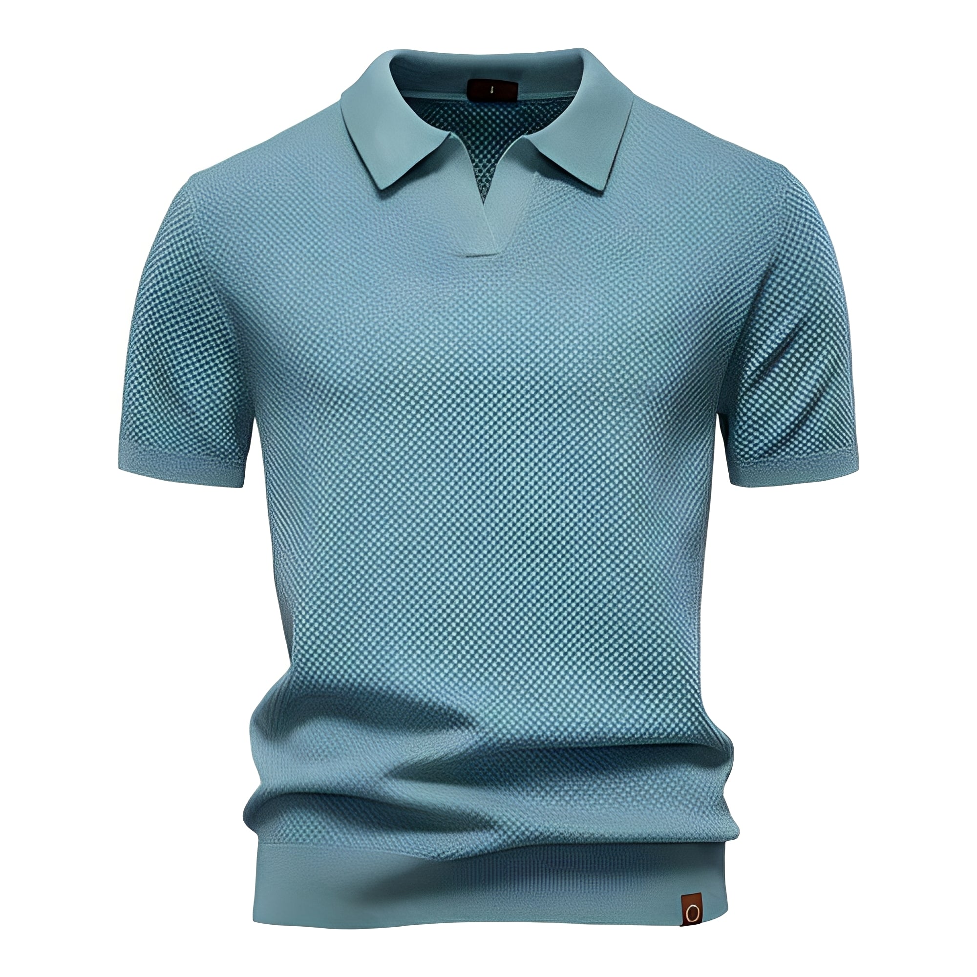 Polo Herren | Kurzarm Strickpolo mit V-Ausschnitt & Struktur-Muster
