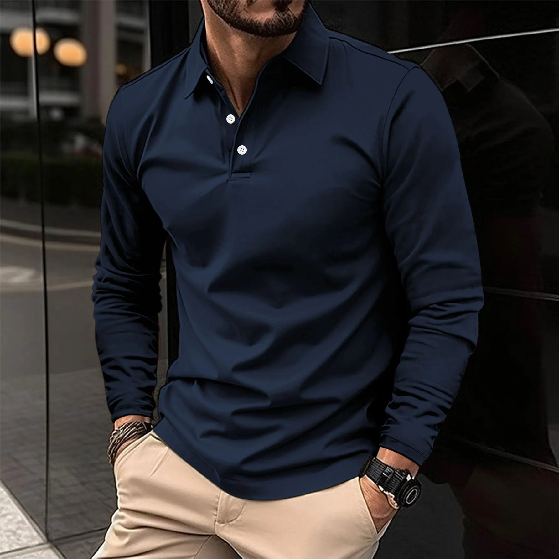 Polo Shirt Herren | Langarm & Klassischer Umlegekragen