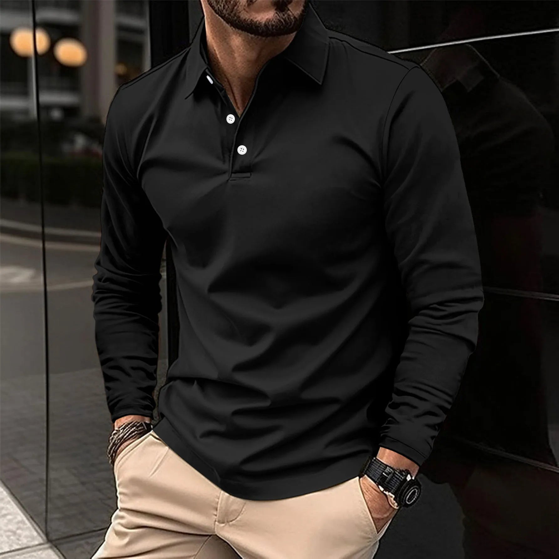 Polo Shirt Herren | Langarm & Klassischer Umlegekragen