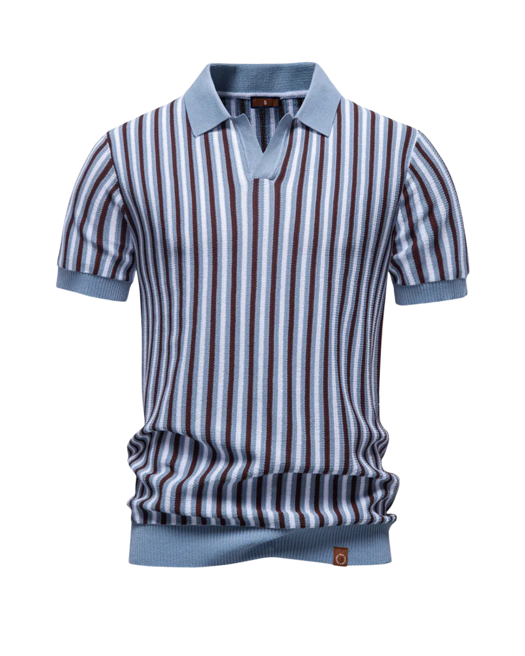 Polo Shirt Herren | Strick-Poloshirt mit Streifenmuster & Kragen