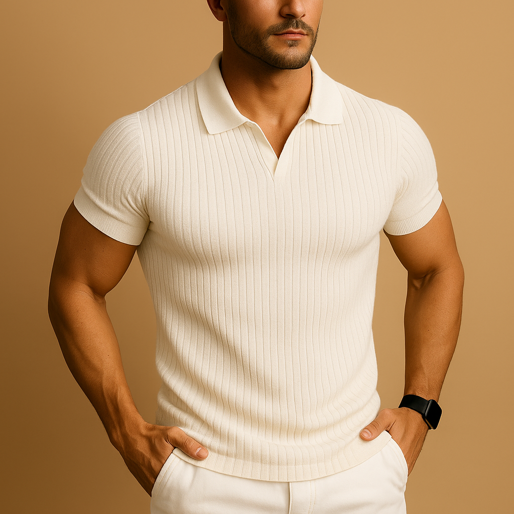 Renvaro – Slim-Fit-Poloshirt für Herren mit V-Ausschnitt und kurzen Ärmeln 0