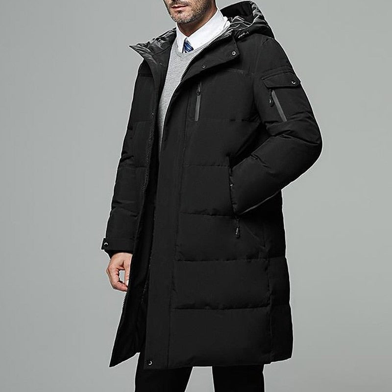 Pufferjacke Herren Lang | Wind- & Regenschutz mit Kapuze