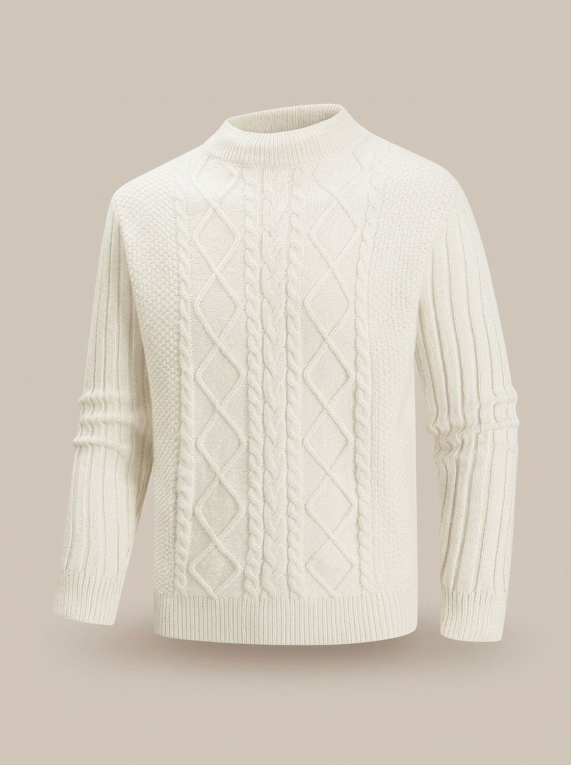 Pullover Herren Zopfmuster | Feinstrick mit Rollkragen