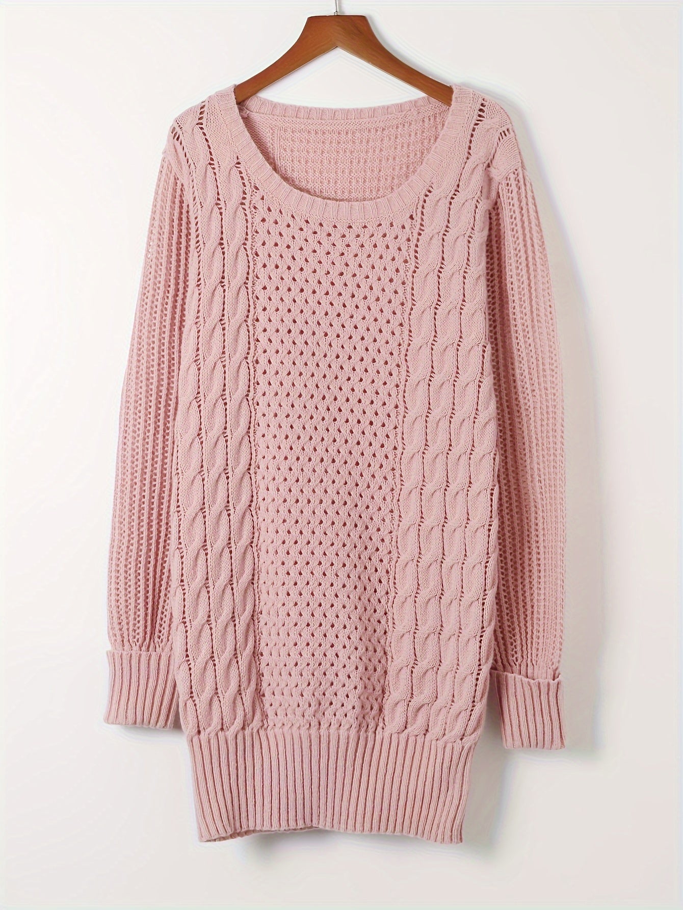 Pulloverkleid mit Zopfmuster, elegantes Strickkleid